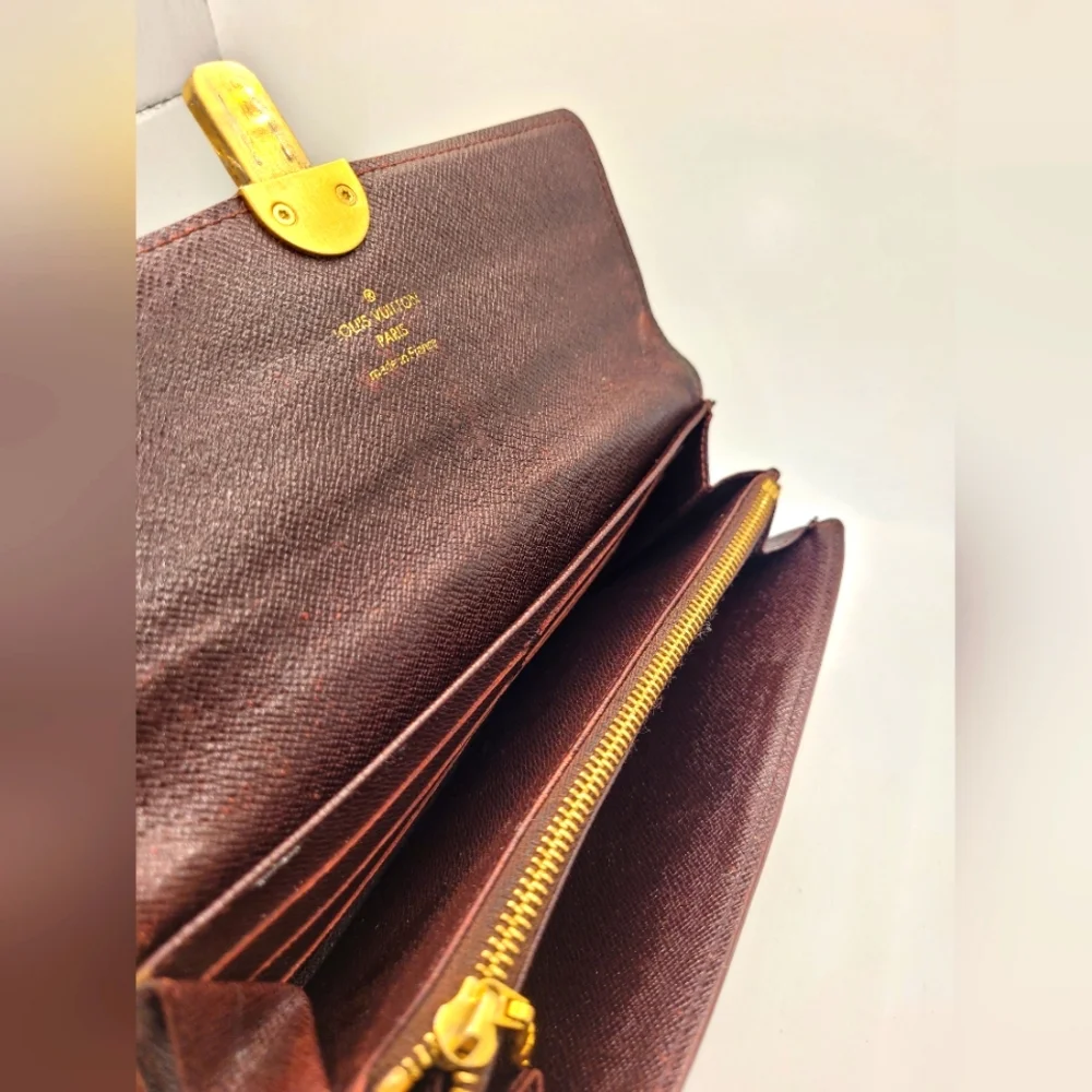 Louis Vuitton Sarah Cloth Denim Style Distressed Long Wallet